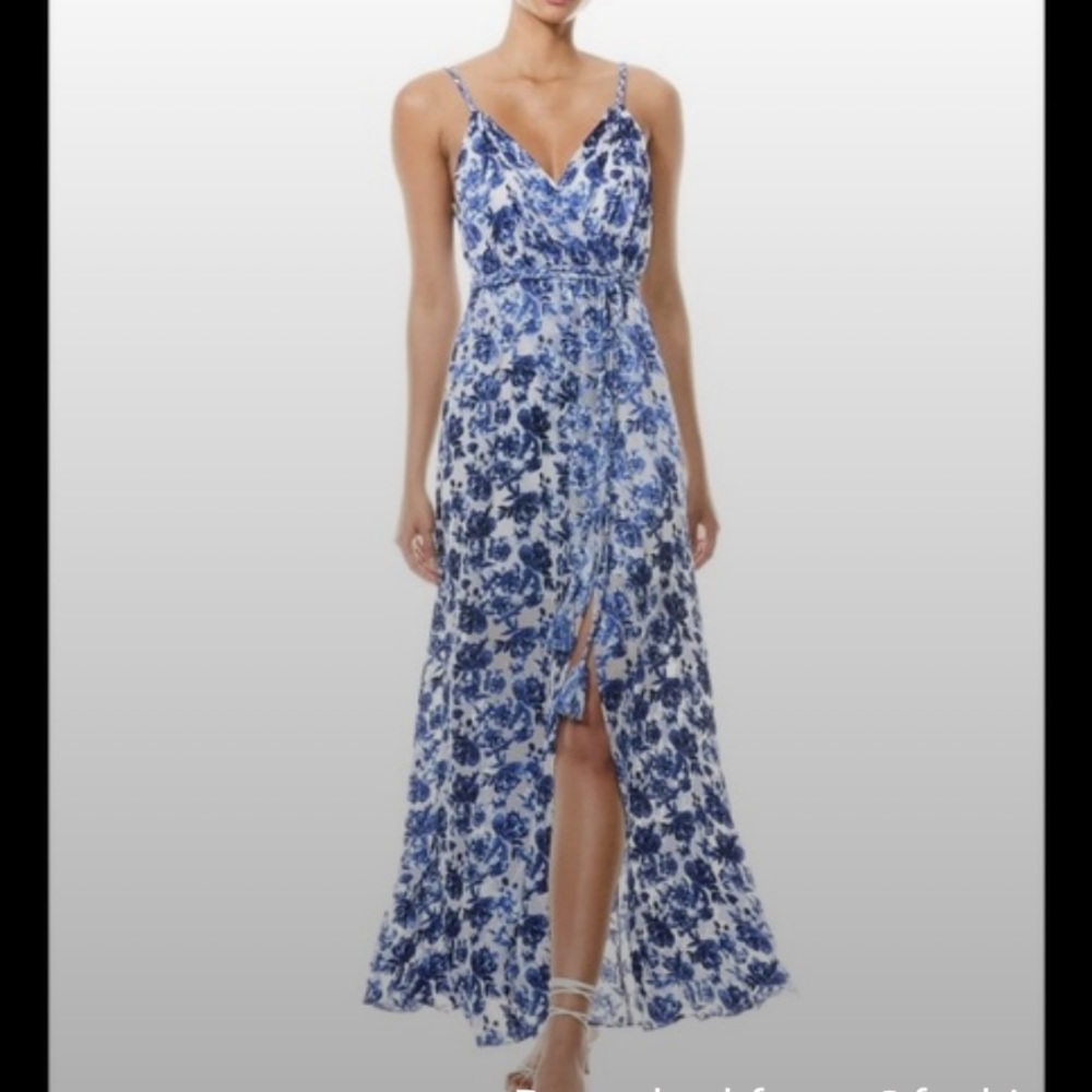 Alice + Olivia SAMANTHA wrap FLORAL MAXi dress sz 8